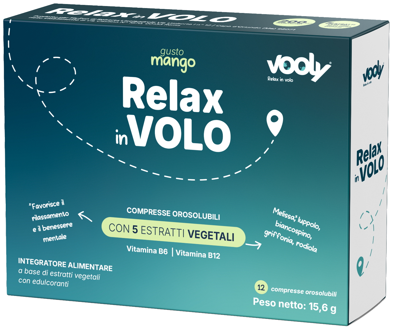 Confezione Vooly Relax in Volo, 12 compresse orosolubili gusto mango
